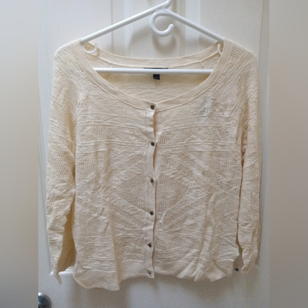 American Eagle Outfitters Cream Cardigan Sweater, Large, New, AE